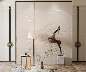 New Chinese background wall background wall partition 3d model