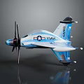 Aerospace Model Aircraft With Blue White Paint US Navy Logo Star Emblem And Propeller Design