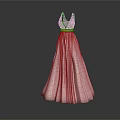 Elegant Pink Evening Dress With Beaded Bodice And Pleated Skirt