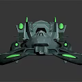 Futuristic Sci Fi Hover Vehicle With Green Glowing Accents And Cockpit Design