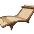 Modern Lounge Chair With Walnut Wooden Frame And Woven Rattan Seat Design