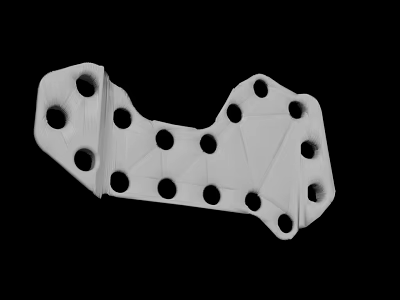 White Irregular Shaped Structural Component With Multiple Holes On Black Background 3d model