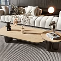 Modern Living Room Interior With Wooden Coffee Table Sofa Flowers And Decor