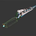 Futuristic Blue And White Sword With Streamlined Blade Glowing Accents And Shiny Reflection