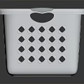 Square White Plastic Storage Basket With Hollow Out Design And Gray Handles For Home Organizing