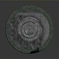 Multi Tiered Stone Fountain With Circular Base And Green Border 3d model