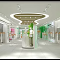 Modern Green Clothing Store Interior With Mannequins Racks And Green Plants
