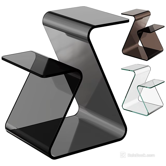 Modern Z Shaped Vanity Dresser With Glass Design In Various Colors 3d model 