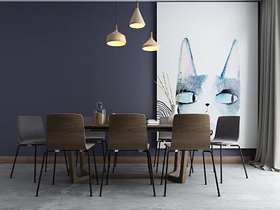 Modern Dining Table Chair Combination Dining Table Chair 3d model