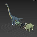 Low Poly 3D Reptile Dinosaur Models With Various Sizes Group