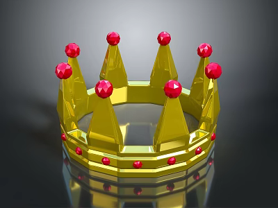 Exquisite Golden Crown Fashion Accessory Design With Shiny Red Gemstones And Decorative Details 3d model
