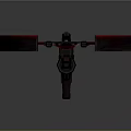Futuristic Mechanical Crossbow Design With Red Blue Accents Bowstring And Grip