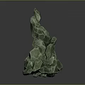Green Stone Stacks With Various Heights Shapes On Smooth Black Surface And Reflections