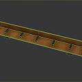 Brown Wooden Hook Rack With Multiple Black Hooks And Long Sturdy Design