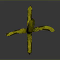Yellow Banana Peel Shaped Sculpture With Curved Textured Design On Gray Reflective Background