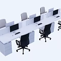Modern Office Workstations With Multiple Desks Computers And Ergonomic Chairs In Open Layout 3d model