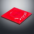 Red Square Condom Package With Sealed Edge And Circular Label Design 3d model