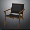 Elegant Modern Wooden Chair With Black Upholstered Seat Backrest And Armrests