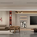 Modern Living Dining Room Interior Design With Sofa Coffee Table Decorative Painting And Plants