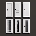 White Swing Doors With Various Glass Panel And Decorative Pattern Designs 3d model