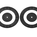 Two Black Round Decorative Ceiling Medallions With Carved Patterns For Lighting Fixtures