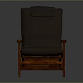 Modern Leather Leisure Chair With Wooden Armrests Frame And Ergonomic Backrest For Home Interior