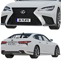 White Lexus Sedan Modern Exterior Design With Front and Rear Views