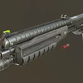 Black Tactical Shotgun With Extended Magazine Barrel Grip And Red Ammunition