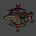 Futuristic Red And Black Mechanical Weapon With Circular Rotating Components And Green Indicator Light