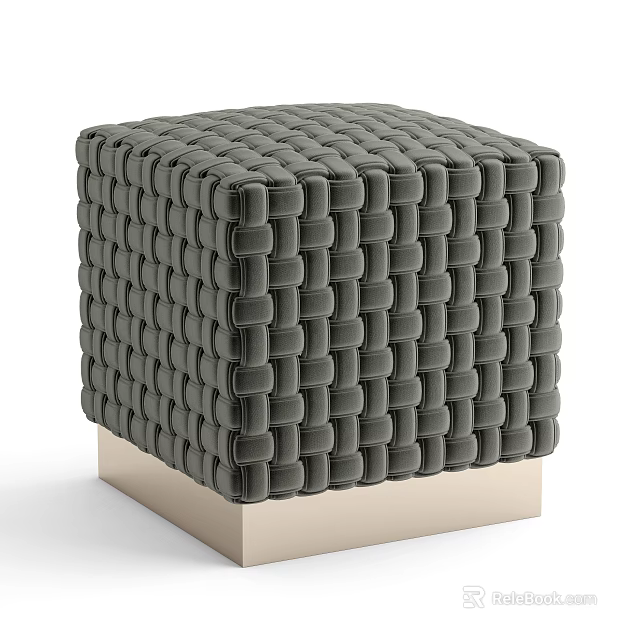 Dark Gray Woven Stool With Square Shape And Light Colored Base Design 3d model 