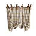 Plaid Curtain With Beige And Brown Check Pattern Tassel Tiebacks And Natural Light