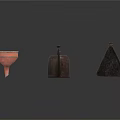 Rustic Household Items Collection With Funnel Watering Can And Triangular Container