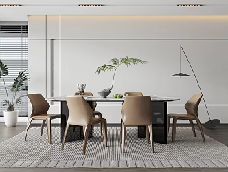 Modern Restaurant Dining Table and Chair Combination 3d model