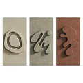 Three Abstract Paintings With Different Colored Backgrounds And Textured Curved Designs 3d model