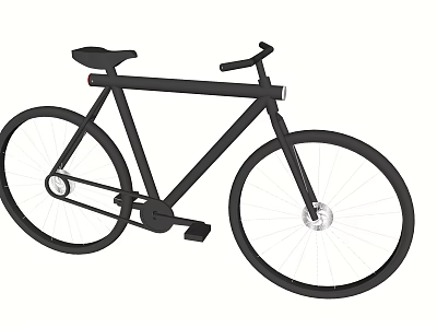 Black Modern Urban Bicycle With Sleek Straight Frame And Large Wheels 3d model