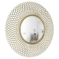 Round Gold Radiant Openwork Design Mirror Reflecting Bedroom Bed Nightstand And Decor