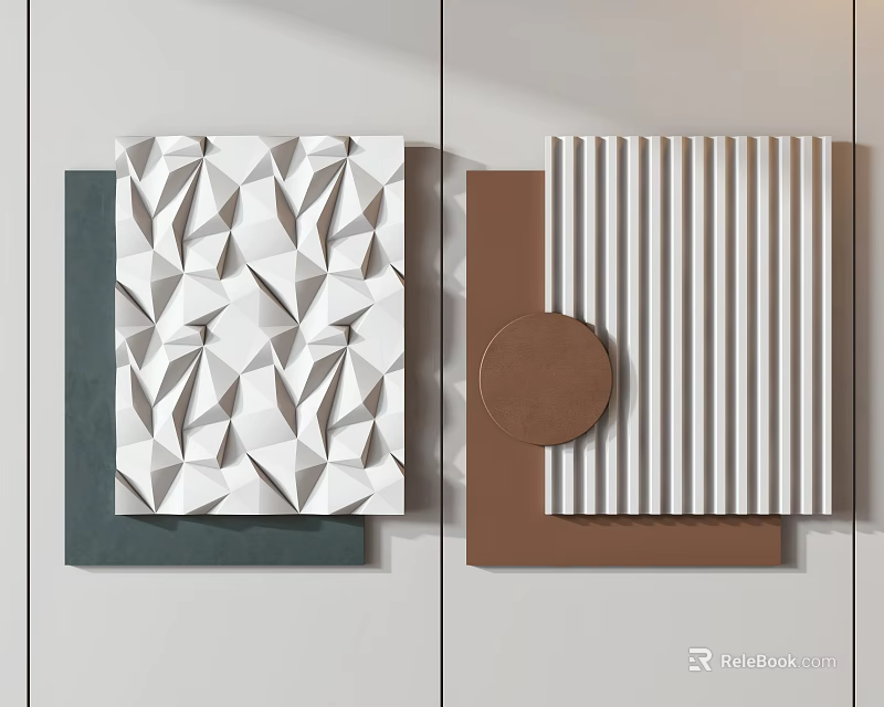 Creative Wall Decor With Geometric Patterns Striped Design And Circular Accents 3d model 