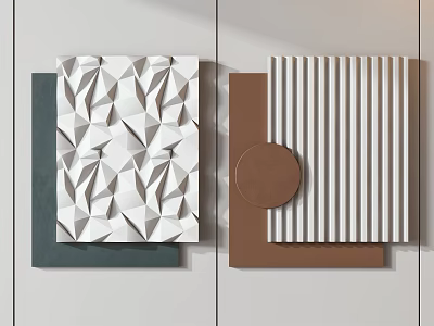Creative Wall Decor With Geometric Patterns Striped Design And Circular Accents 3d model