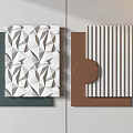 Creative Wall Decor With Geometric Patterns Striped Design And Circular Accents 3d model