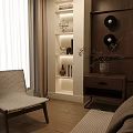 Stylish Wooden Bedside Table With Drawer Decorative Vase And Shelf Lighting Near Chair