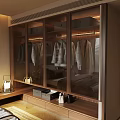 Modern Luxury Walk in Closet Interior Design With Glass Door Wardrobe And Hanging Clothes