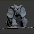 Blue Elephant Sculpture With Intricate Design On Natural Stone Base