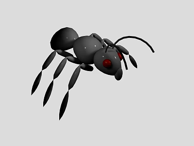 Black Ant Toy Doll With Red Eyes And Detailed 3D Legs For Children Playtime 3d model