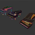 Creative Musical Instruments and Art Supplies Including Piano Brushes Acrylic Paints and Sketch Boards