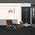 Modern sofa combination side table green plant carpet floor lamp 3d model