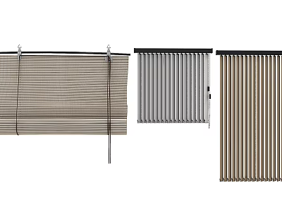 Various Window Blinds in Different Styles and Colors for Home Interior Design 3d model