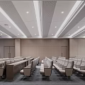 Modern Conference Room Interior Design With Wooden Walls Long Table Ceiling Light Strips And Seats