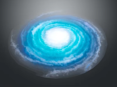 Mystical Fantasy Character And Enchanted Creature In Blue Glowing Vortex With Cloud Like Texture 3d model