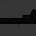 Black Upholstered L Shaped Sofa With Wooden Connecting Section And Chaise Lounge