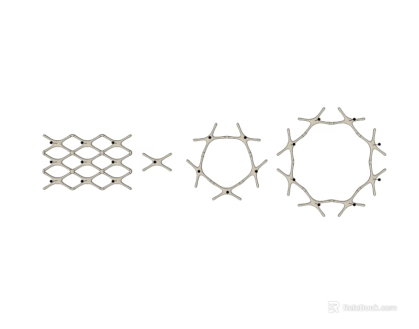 Creative Irregular Pendant Light Design with Geometric Grid and Circular Structures 3d model 